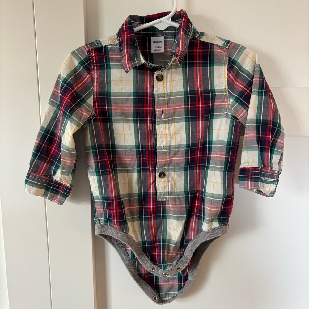 Old Navy Multicolor Plaid Baby Bodysuit